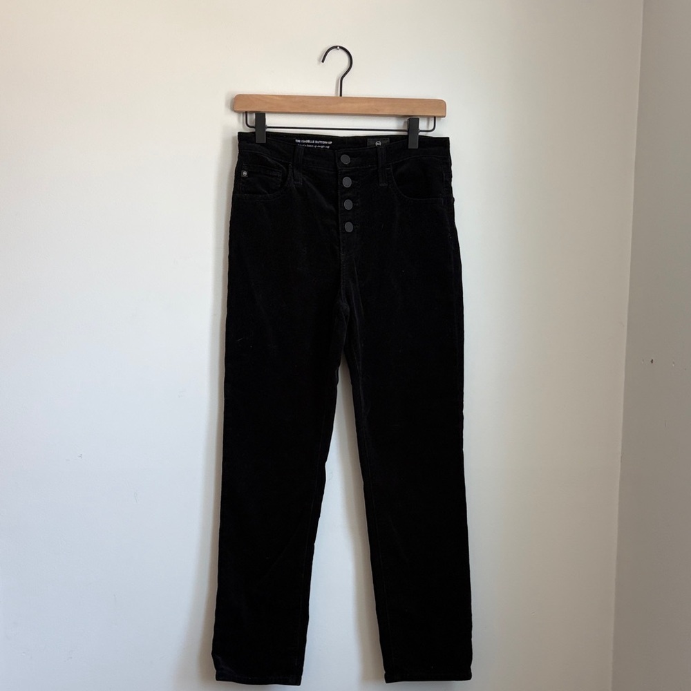 AG Adriano Goldschmied Black Cropped Corduroy Pants